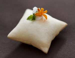 Crispy goat cheese pillow from the Restaurant at Meadowood.