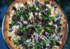 Shrimp and bacon pizza at Kin in Windsor. Heather Irwin/PD