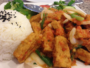 Fried tofu with tomatoes at Pho Crazy in Santa Rosa