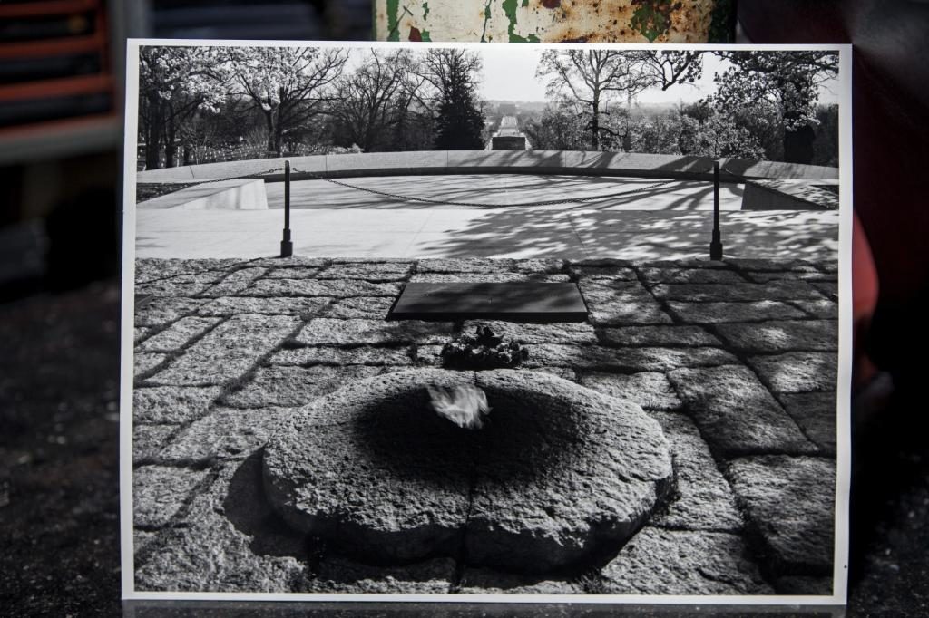 Copy photo of JFKs eternal flame grave. (photo by Chris Hardy)