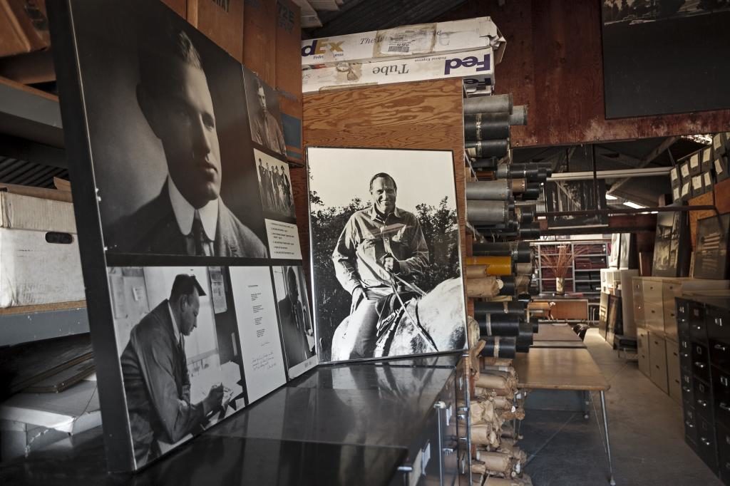 The ranch archive with photos of John Carl Warnecke and his father, Carl I Warnecke. (photo by Chris Hardy)