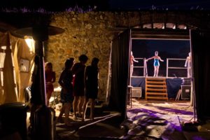 Members of the Transcendence Theatre Company wait backstage for their cue to enter the stage during their production of "Broadway Under the Stars in Jack London State Park" on August 31, 2013. (photo Alvin Jornada) 