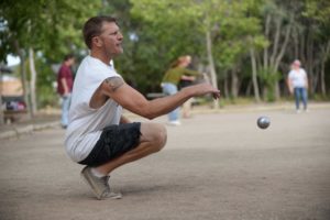 Kevin Evoy, 43, of Sonoma and member of Valley of The Moon Pétanque Club playing at Depot Park in Sonoma. (Photo: Erik Castro/for Sonoma Magazine)