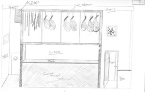 Chef Dustin Valette's drawing for a new charcuterie box at his forthcoming restaurant.
