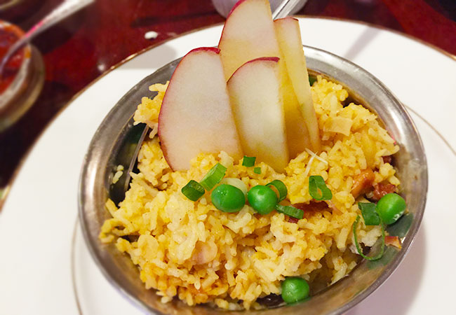 Saffron rice at Yeti Restaurant, and Indian/Nepalese eatery in Santa Rosa, CA