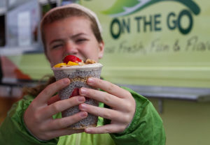 Chia Seed Parfait. Vegan Food Truck Seed on the Go features comfort classics with a twist.