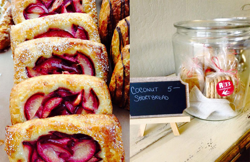 Red Bird Bakery plum tarts and coconut shortbread. Photo: Red Bird Bakery