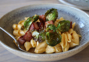 "Craft" Mac and Cheese with mortadella and fried Brussels sprouts at Bird and The Bottle, a new Stark Reality Restaurant in Santa Rosa, CA