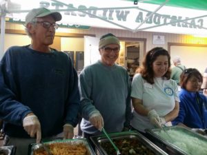 Volunteers at the Calistoga Fairgrounds temporary ktichen. Photo: Andy Wild