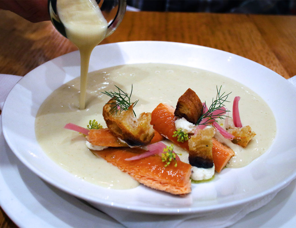 Wild fennel soup with smoked trout at SHED Cafe in Healdsburg