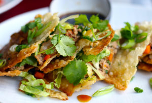 Onion pancakes at Persimmon Asian fusion restaurant in Healdsburg, California. (Heather Irwin)