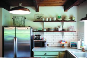 For the kitchen backsplash in their Valley Ford home, Missy and Joe Adiego used subway tile left over from building the creamery room at their sheep’s milk dairy.(Photo by Chris Hardy)