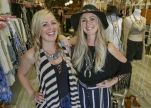 Cristina Wilson Hudin, left, and Michelle Wilson Bien twin sisters and native Petalumans founded Ooh La Loft, a Petaluma-based clothing store (Scott Mancheters / Argus-Courier Staff)