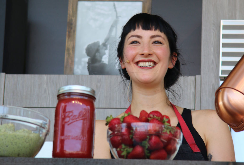Pastry Chef Maya Erickson from Lazy Bear restaurant in SF at the Williams-Sonoma Culinary stage at Bottlerock 2016 with with Actor Thomas Ian Nichols. Heather Irwin