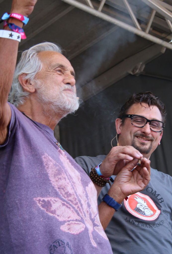 Tommy Chong, Chef Chris Cosentino, Cheech Marin and emcee Liam Mayclem the Foodie Chap at BottleRock 2016. Heather Irwin.