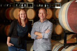 Angeline winemaker Bill Batchelor and assistant winemaker Lindsey Haughton.