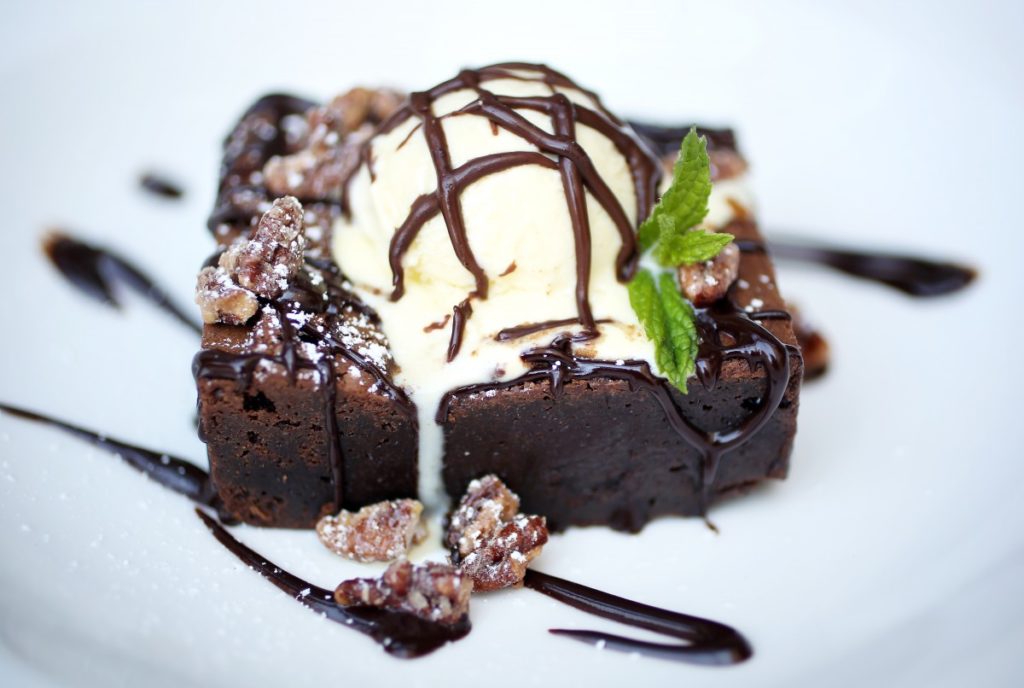A decadent chocolate brownie at The Girl and the Fig in Sonoma. (Conner Jay/The Press Democrat) 