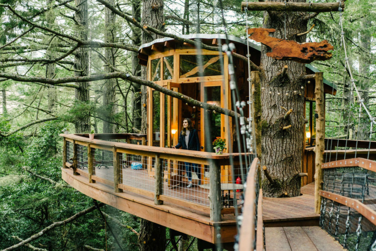 Located on the 400-acre Salmon Creek Ranch in Bodega, Eagle's Nest Treehouse features a wraparound deck, queen bed, bathroom and modern amenities. (Salmon Creek Ranch)