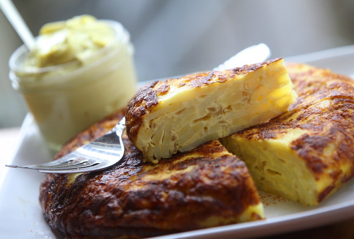 Tortilla Espanola with Alioli from Chef Mark Stark at his new Bravas Bar de Tapas in Healdsburg. (John Burgess/The Press Democrat) 