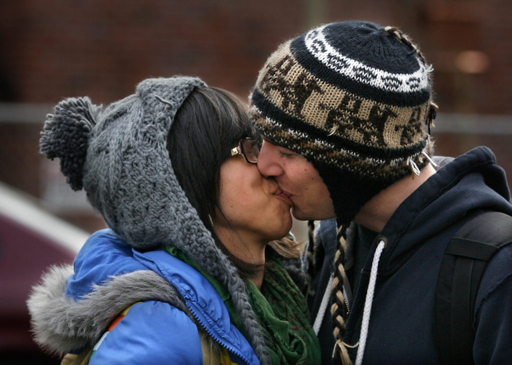 12/13/2009:B2: Scott Cooper and Bonnie Jean keep warm Tuesday, when Santa Rosa's low hit 22.12/12/2009:A5: COLD KISSING: Scott Cooper of Windsor keeps warm after class with his girlfriend, Bonnie Jean, who was on her way to class at Santa Rosa Junior College while Cooper was finished for the day. PC: Cold kissing. Scott Cooper of Windsor keeps warm after class with girlfriend Bonnie Jean who was on her way to class at SRJC while Cooper was finished for the day. Low temperatures reached 22 degrees on Tuesday morning.