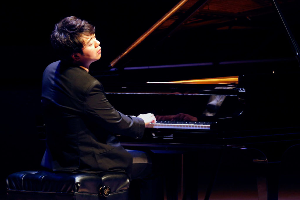 Pianist Lang Lang performs during the Green Music Center opening gala at Sonoma State University in Rohnert Park, California on Saturday, October 3, 2015. (Alvin Jornada / The Press Democrat)