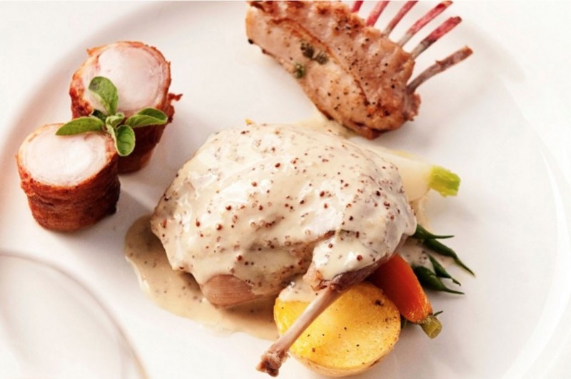 Rabbit rabbit rabbit: specialty plate at the Farmhouse Inn restaurant.