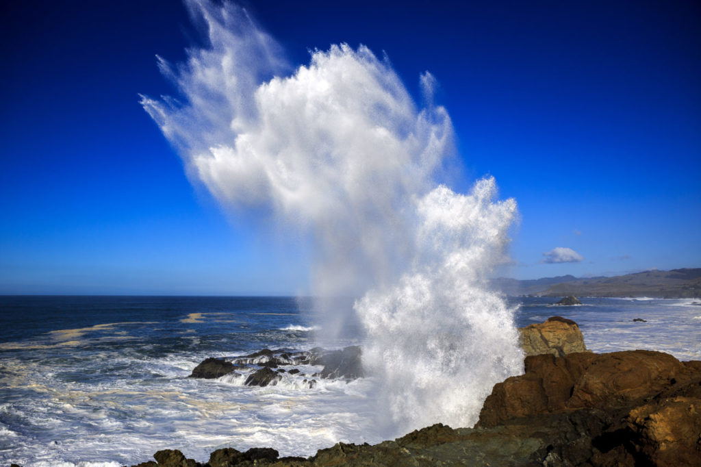 Waterfall story Waves at Duncan's Landing north of Bodega Bay