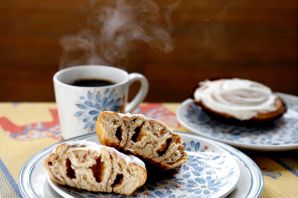 Cinnamon buns from Red Bird Bakery in Cotati, served as Swedish "fika," a midday coffee break with treats. (Beth Schlanker/The Press Democrat)