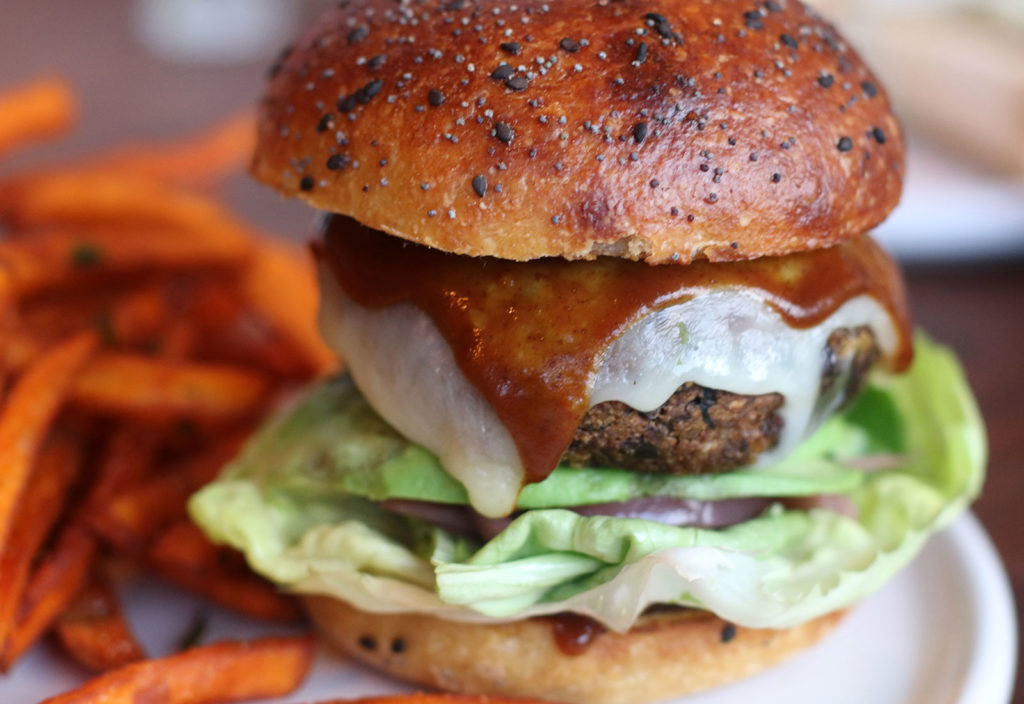 Veggie burger at Drawing Board restaurant in Petaluma. Heather Irwin/PD