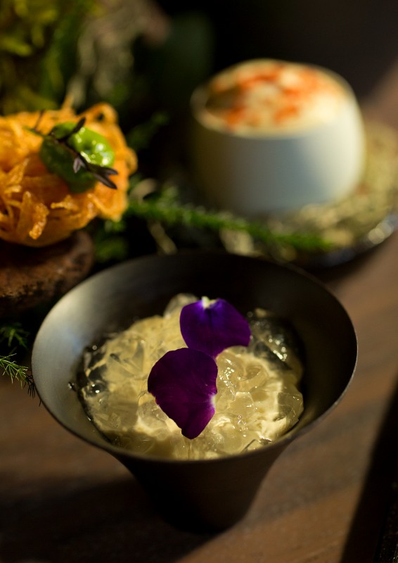 The Mid Winter in Sonoma County includes Geoduck with Kefir Lime Jelly from SingleThread Farms Restaurant in Healdsburg. (John Burgess