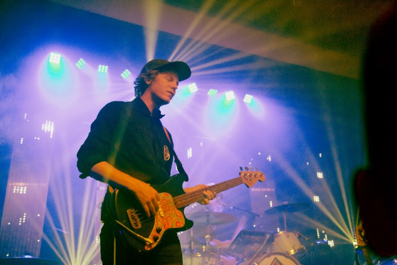 Bassist Shawn Glassford of STRFKR plays at the Mystic Theatre in Petaluma. (Estefany Gonzalez)