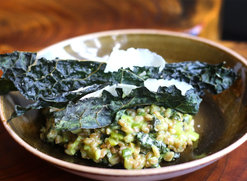 Farro risotto with green garlic, kale, and Parmesan at County Bench in Santa Rosa. Heather irwin/PD