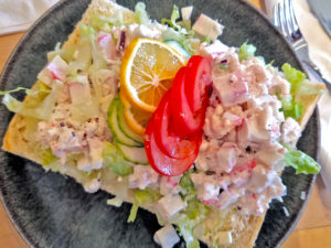 Crab salad open-feaced sandwich at MaK’s Deli. Heather Irwin/PD