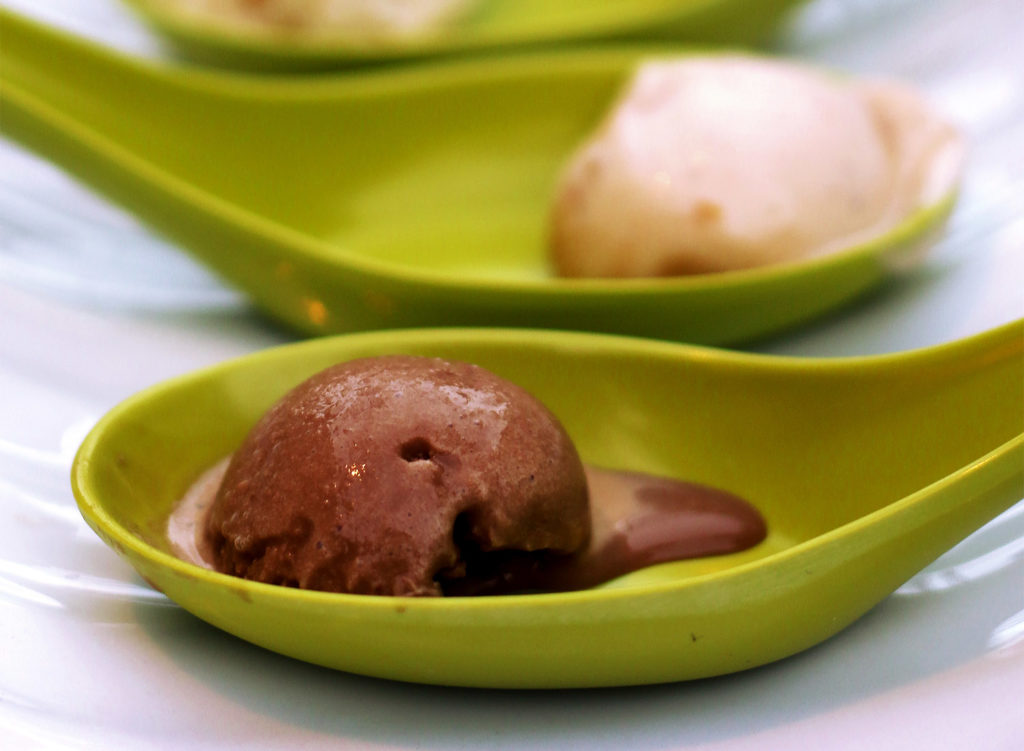 Ice cream sampler at Revibe Cafe in Sebastopol . Flavors include Stolen Chocolate, passionate sorbet, Jamaican Rum Raisin, Calypso Coffee, Sudanese Tamarind and more. Heather Irwin/PD