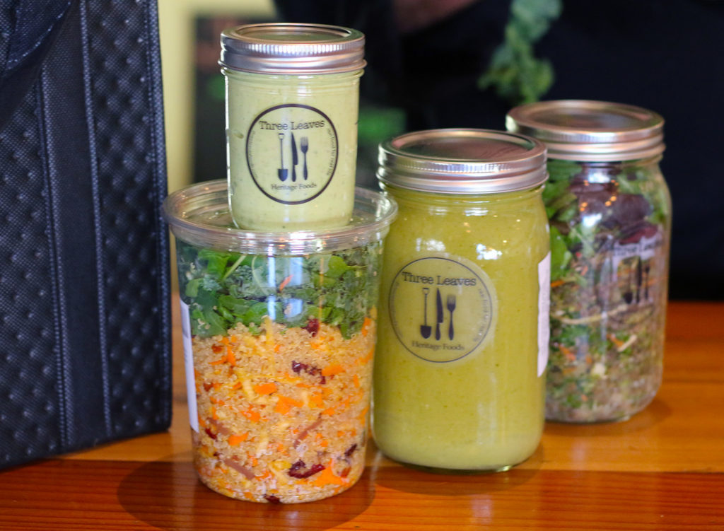 Basil aioli, couscous salad, “emerald” soup and lentil salad are part of a weekly “share”. Additional items included turkey Bolognese and oatmeal cookies.