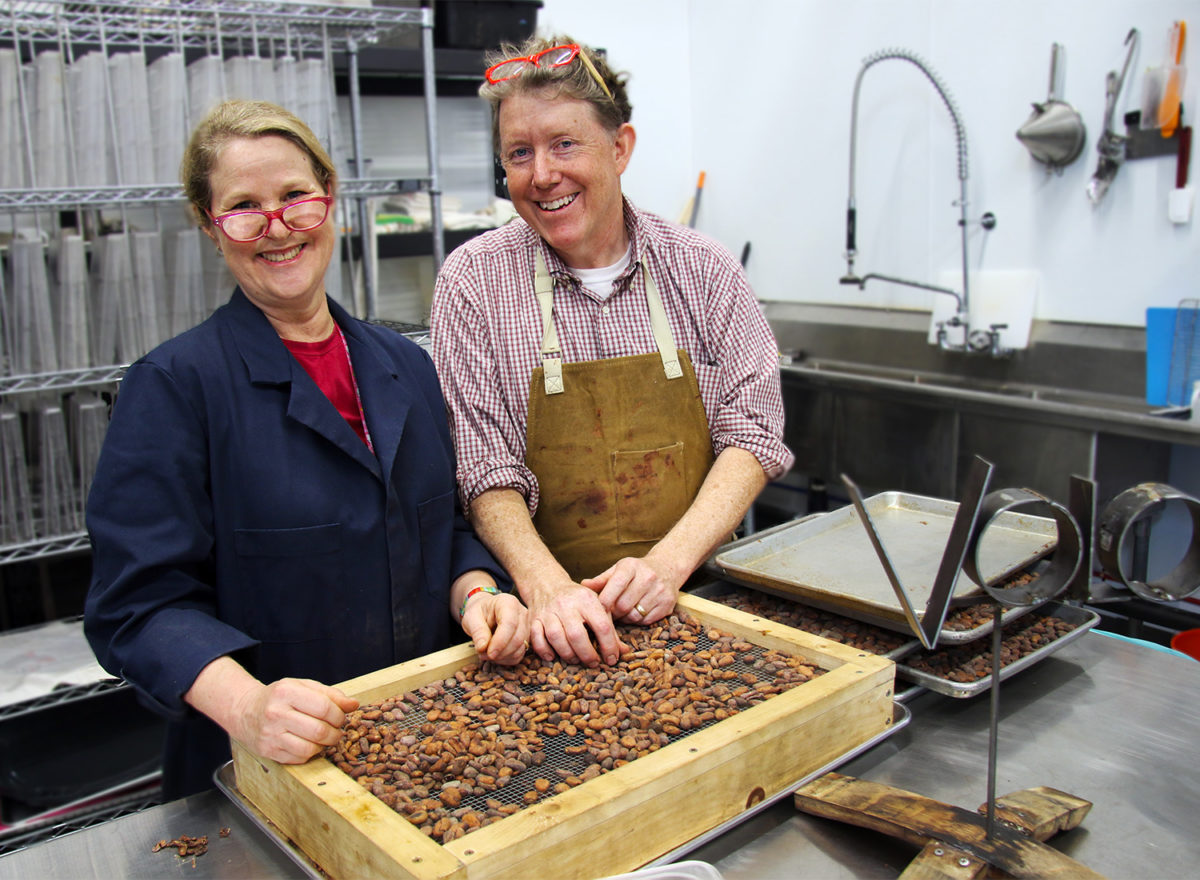 Chefs Jeff and Susan Mall, formerly of Zin Restaurant in Healdsburg, making chocolate inspired by their time in Baja Mexico. The new company is called Volo Chocolate, located in Windsor, and each bar is made by hand. Heather Irwin/PD