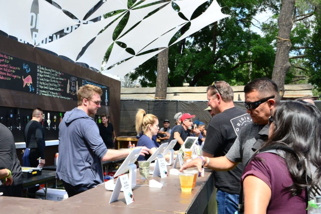 Craft beer drinkers enjoying the cold suds at the beer garden at BottleRock Napa Valley. (Tim Vallery)
