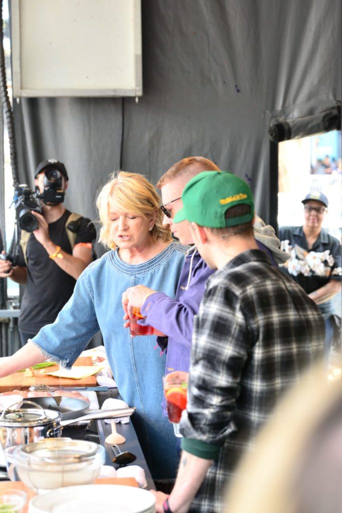 Martha Stewart cooks with Maklemore and Ryan Lewis on the culinary stage at BottleRock Napa Valley. (Tim Vallery)