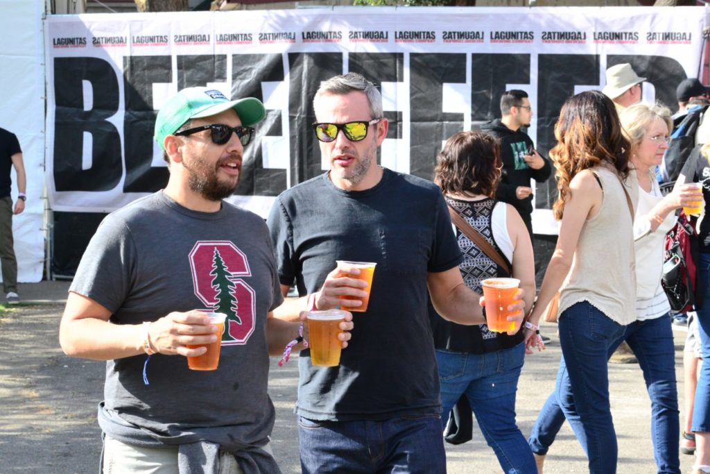 Craft beer drinkers enjoying the cold suds at the beer garden at BottleRock Napa Valley. (Tim Vallery)