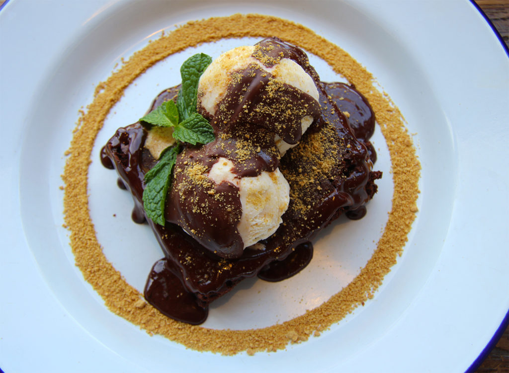 Brownie sundae at Brewster’s Beer Garden in Petaluma. Heather Irwin/PD