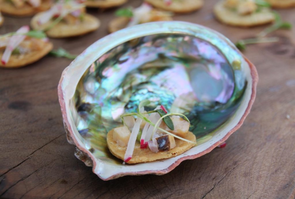 Abalone tostada by chef Ari Weiswassser of the Glen Ellen Star at the North Coast Food and Wine Festival at Sonoma Mountain Village in Rohnert Park on Saturday, June 10, 2017. (Photo by Sarah Stierch)