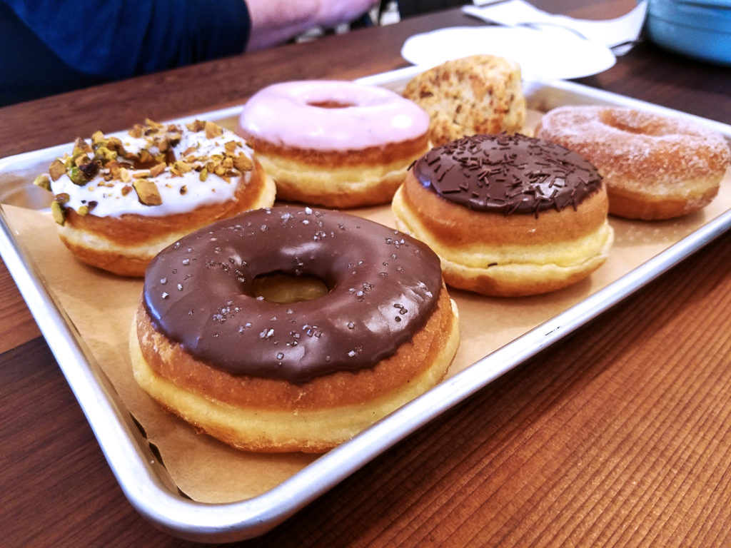 Chocolate, lemon pistachio, scone at City Garden Doughnuts in Santa rosa. Heather Irwin/PD