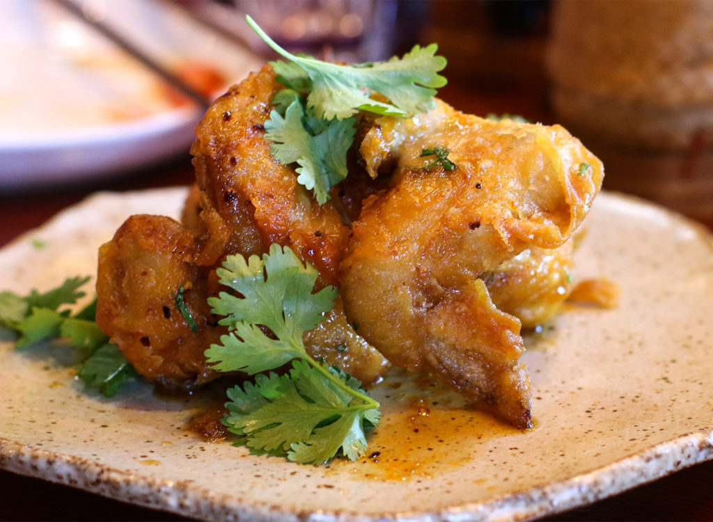 Thai fried chicken wings at Khom Loi pop-up at Ramen Gaijin in Sebastopol. Heather Irwin/PD