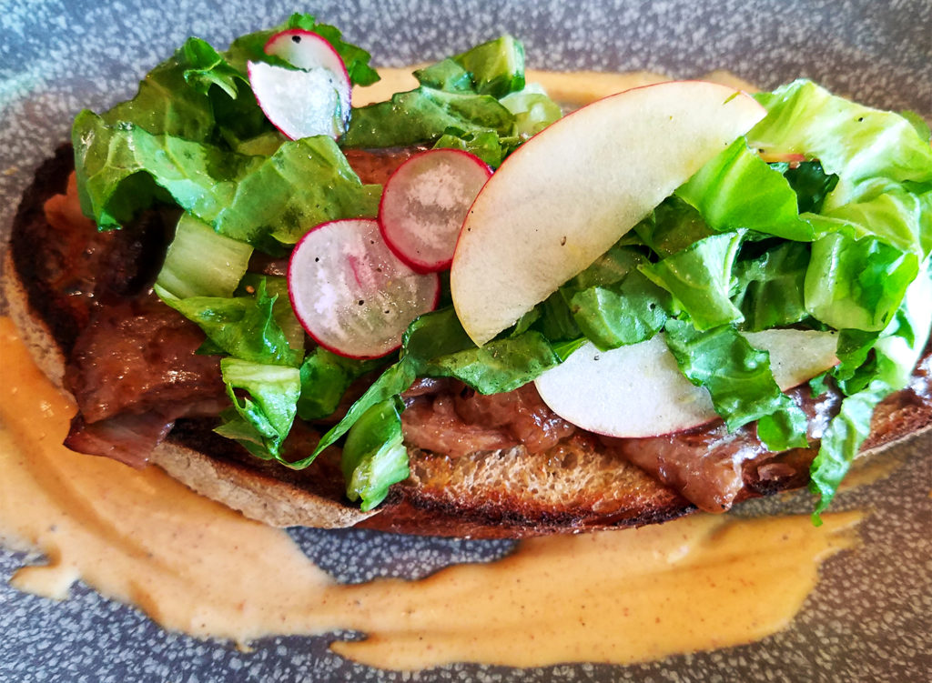 Brisket tartine at Trading Post Restaurant in Cloverdale. heather irwin/PD