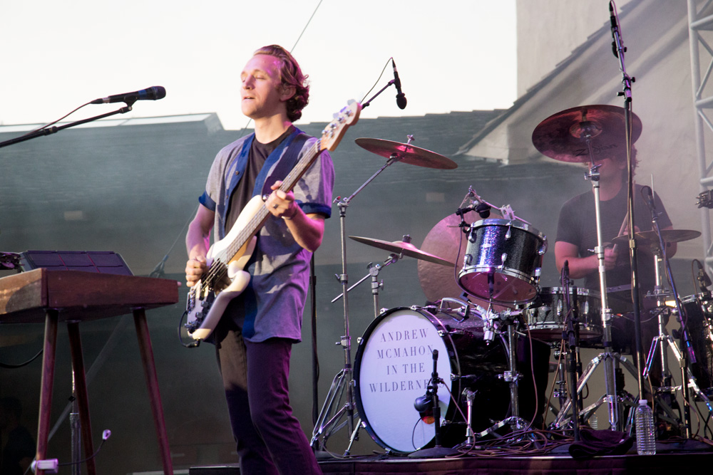 Bassist Mikey Wanger performs with Andrew McMahon In The Wilderness at Robert Mondavi Winery. (Estefany Gonzalez)