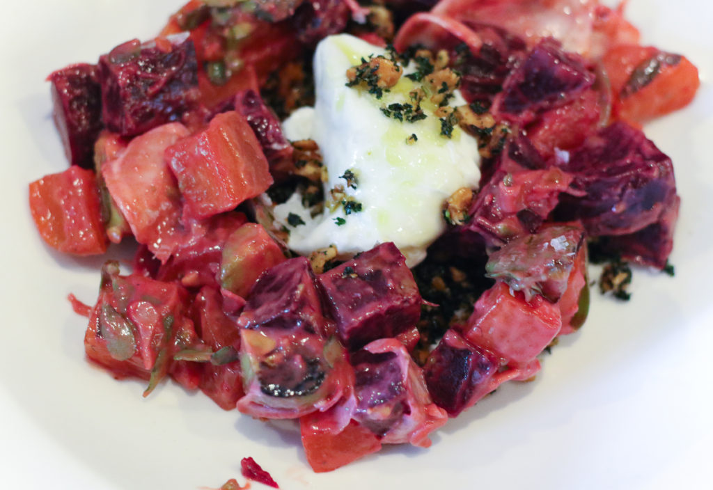 Beet salad with burrata at Brass Rabbit in Healdsburg. Heather Irwin/PD