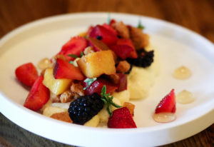 Deconstructed fromage blanc cheesecake with summer fruit at the Brass Rabbit in Healdsburg. Heather Irwin/PD