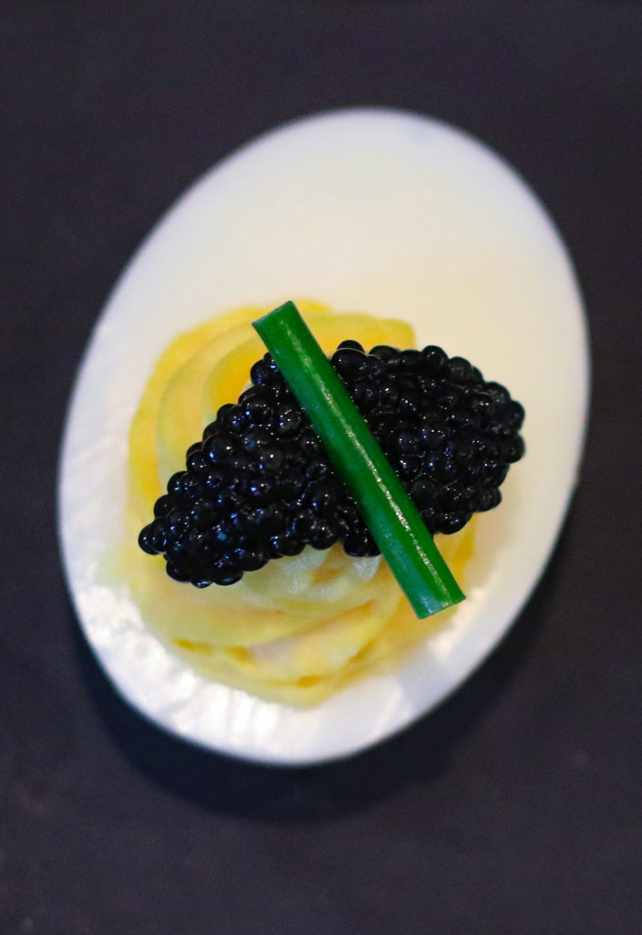 Deviled egg with caviar at Brass Rabbit in Healdsburg. Heather Irwin/PD