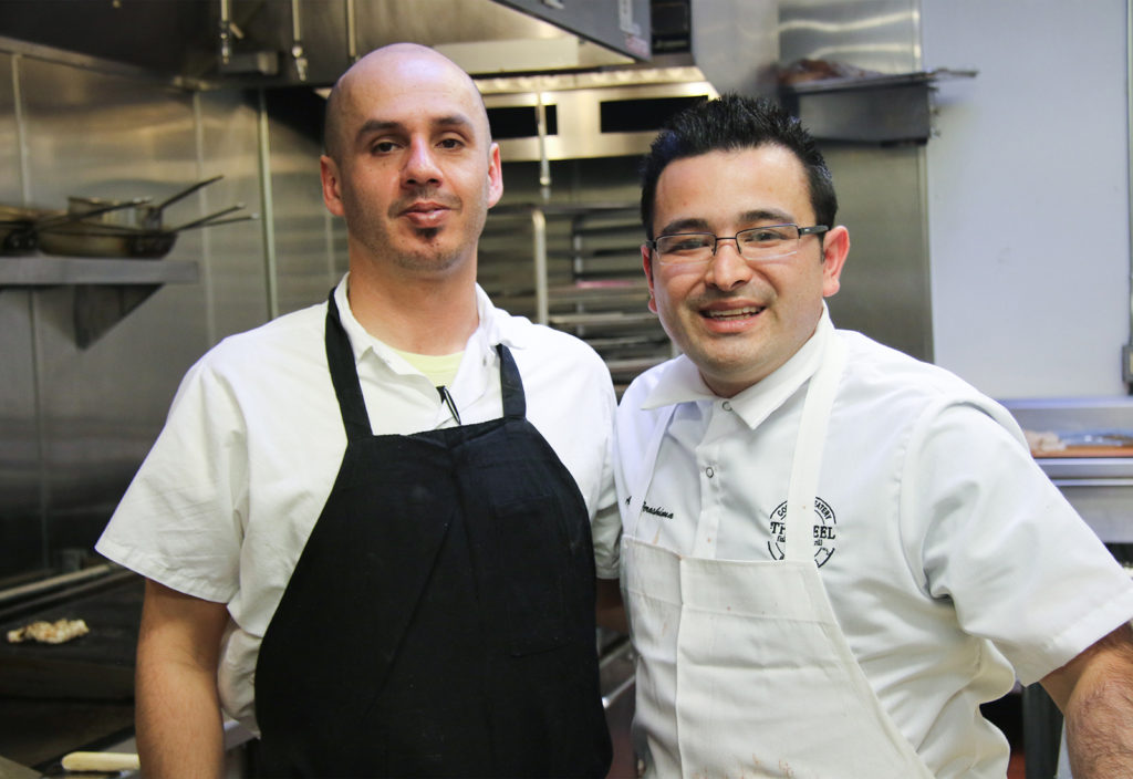 Chef Aiki Terashima (right) with sous chef at Reel Fish Shop & Grill in Sonoma. Heather Irwin/PD