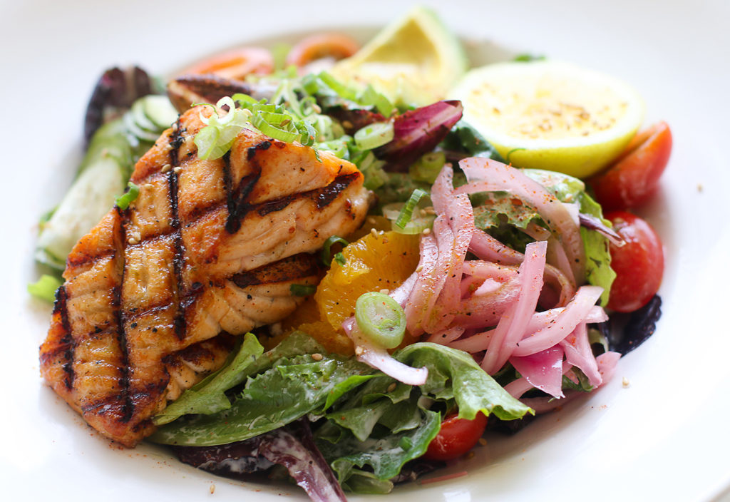 Salmon salad at Reel Fish Shop & Grill in Sonoma. Heather Irwin/PD